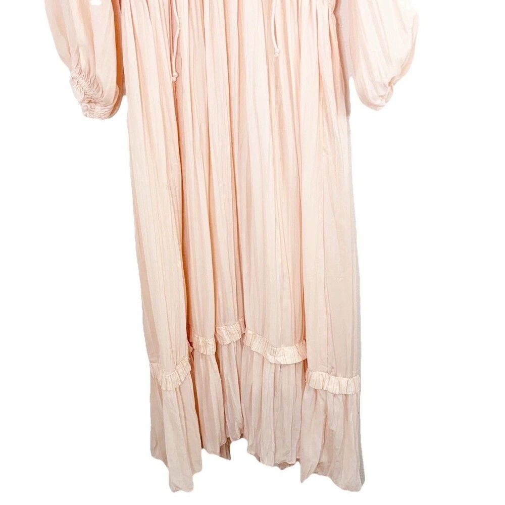 ZARA XXL Peach Maxi Pleated Voluminious Dress With Matching Slip - Picture 5 of 12